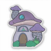 Schattigee Paarse Waterverf Gnome Mushroom House Sticker (Voorkant)
