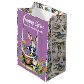 Schattigee Paarse Waterverf  paashaas Medium Cadeauzakje (Voorkant Gekanteld)