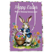 Schattigee Paarse Waterverf  paashaas Medium Cadeauzakje (Voorkant)