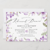 Schattigee Paarse Wildbloemen bruiloft repetitie d Kaart (Voorkant)