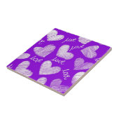 Schattigee Paarse Wit Geschreven Hart met Liefde S Tegeltje (Zijkant)