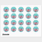 Schattigee Paarse Zeemeermin Flamingo Happy Birthd Ronde Sticker (Vel)