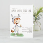 Schattigee paasbrunch Egg Hunt Kind Bunny Kaart (Staand voorkant)
