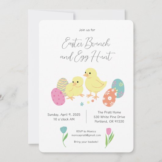 Schattigee paasbrunch en eierjacht kaart (Voorkant)