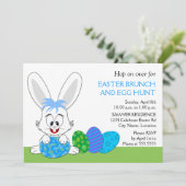 Schattigee paasbrunch konijntje en eitjes feest kaart (Staand voorkant)