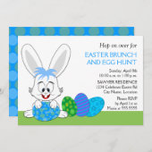 Schattigee paasbrunch konijntje en eitjes feest kaart (Voorkant / Achterkant)
