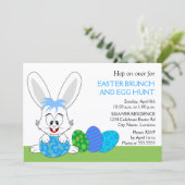 Schattigee paasbrunch konijntje en eitjes feest kaart (Staand voorkant)