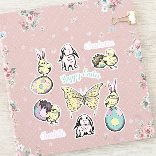 Schattigee paaschick, konijntje, vlinder & aangepa sticker