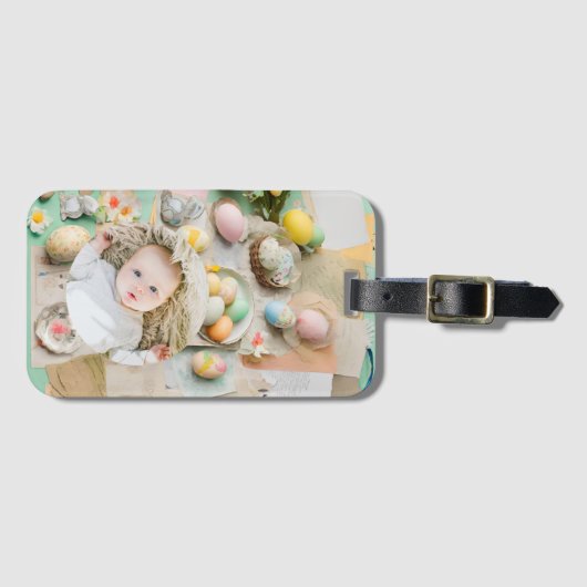 Schattigee Paascollage scrapbook foto Bagagelabel (Voorkant (horizontaal))