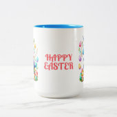 Schattigee Paasdinosaurus met konijnenoren koffie  Tweekleurige Koffiemok (Center)