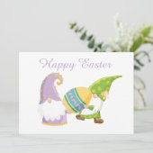 Schattigee paasei kabouters feestdagenkaart (Staand voorkant)