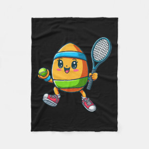 Schattigee Paasei tennisspeler Design Cartoon Fleece Deken