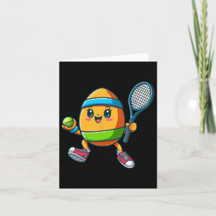 Schattigee Paasei tennisspeler Design Cartoon Kaart