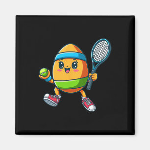 Schattigee Paasei tennisspeler Design Cartoon Magneet