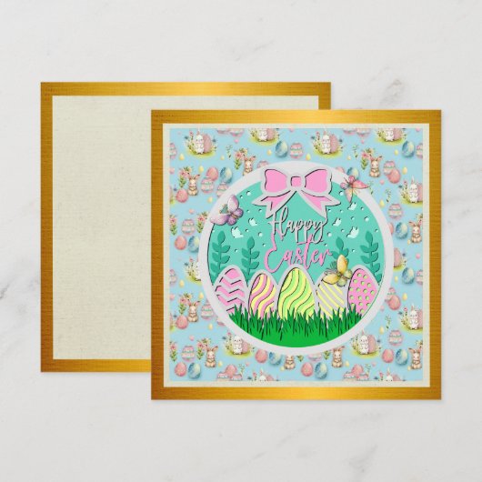 Schattigee paaseierjacht en kleurrijke vlinders kaart (Voorkant / Achterkant)