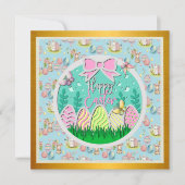 Schattigee paaseierjacht en kleurrijke vlinders kaart (Voorkant)