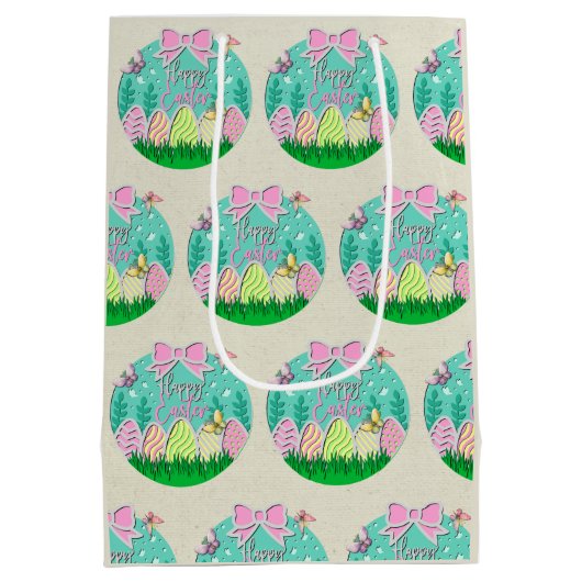 Schattigee paaseierjacht en kleurrijke vlinders medium cadeauzakje (Achterkant)