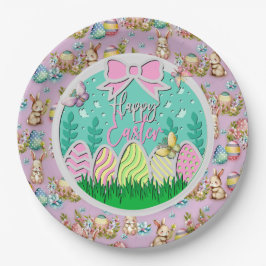 Schattigee paaseierjacht en kleurrijke vlinders papieren bordje