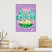 Schattigee paaseierjacht en kleurrijke vlinders poster (Keuken)