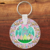 Schattigee paaseierjacht en kleurrijke vlinders sleutelhanger (Voorkant)