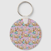 Schattigee paaseierjacht en kleurrijke vlinders sleutelhanger (Achterkant)