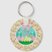 Schattigee paaseierjacht en kleurrijke vlinders sleutelhanger (Voorkant)