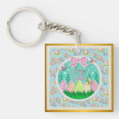 Schattigee paaseierjacht en kleurrijke vlinders sleutelhanger (voorkant)