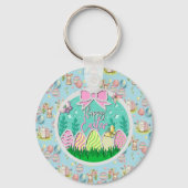 Schattigee paaseierjacht en kleurrijke vlinders sleutelhanger (Voorkant)