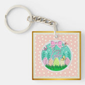 Schattigee paaseierjacht en kleurrijke vlinders sleutelhanger (voorkant)