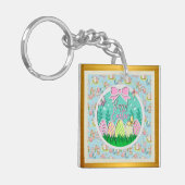 Schattigee paaseierjacht en kleurrijke vlinders sleutelhanger (Voorkant Links)