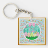 Schattigee paaseierjacht en kleurrijke vlinders sleutelhanger (Voorkant)