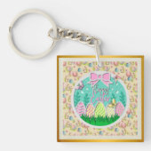 Schattigee paaseierjacht en kleurrijke vlinders sleutelhanger (voorkant)