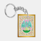 Schattigee paaseierjacht en kleurrijke vlinders sleutelhanger (Voorkant Links)