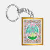 Schattigee paaseierjacht en kleurrijke vlinders sleutelhanger (Voorkant Links)