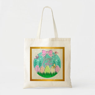 Schattigee paaseierjacht en kleurrijke vlinders tote bag