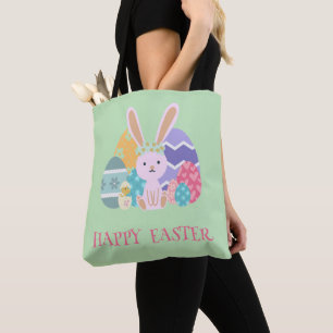 Schattigee paasgroep eieren Happy Hoppy paasdag Tote Bag