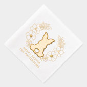 Schattigee Paashaas Bloemenkrans Gepersonaliseerde Folie Servetten (Rechts)