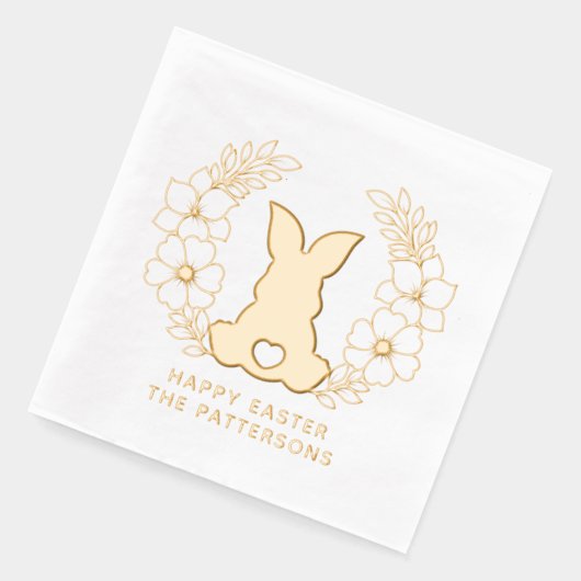 Schattigee Paashaas Bloemenkrans Gepersonaliseerde Folie Servetten (Links)