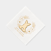 Schattigee Paashaas Bloemenkrans Gepersonaliseerde Folie Servetten (Rechts)