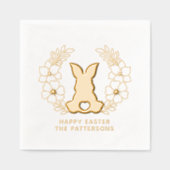 Schattigee Paashaas Bloemenkrans Gepersonaliseerde Folie Servetten (Voorkant)