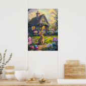 Schattigee Paashaas Bloemenschilderij Poster (Keuken)