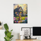 Schattigee Paashaas Bloemenschilderij Poster (Thuiskantoor)