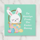 Schattigee Paashaas Custom Pastel Green Party Bedankjes Labels (Voorkant)