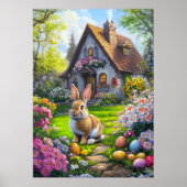 Schattigee Paashaas Egg Hunt Schilderij Poster (Voorkant)
