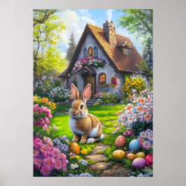 Schattigee Paashaas Egg Hunt Schilderij Poster