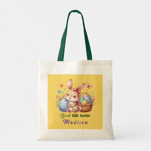 Schattigee paashaas eierjager gepersonaliseerd tote bag (Achterkant)