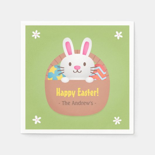 Schattigee paashaas en eieren partij benodigdheden servetten (Voorkant)