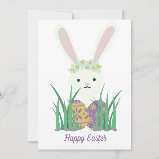 Schattigee paashaas en eierenlente feestdagenkaart (Voorkant)
