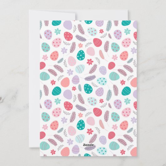 Schattigee paashaas en eierenlente feestdagenkaart (Achterkant)