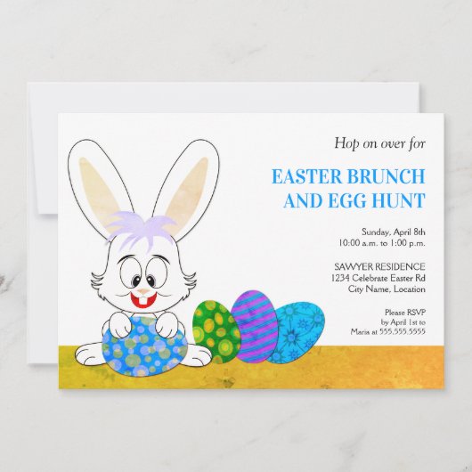 Schattigee paashaas en eitjes feestuitnodiging kaart (Voorkant)